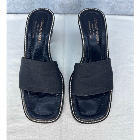 Donald J Pliner Women's sz 7.5 N Ronny Black Leather Slip On Square Toe 90s Y2K - Picture 3 of 11